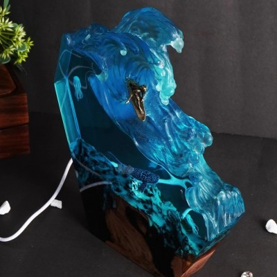 Resin Ocean Table Wood Lamp Art Home Decor