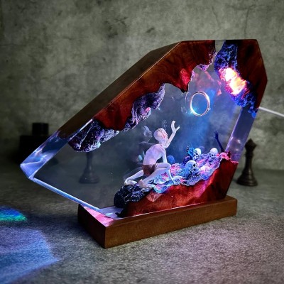 Resin Wood Table Lamp Art Home Decor