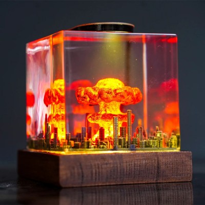Explosion Resin Wood Lamp Unique Gift For Him Dad Father's Day Gift