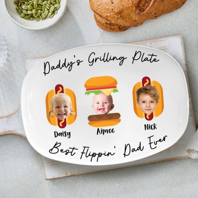 Personalized Father's Day Grilling Platter With Photo and Name Gift For Dad