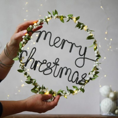 Personalized Family Christmas Wreath Light Holiday Decoration