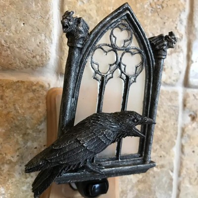 Raven and Window Nightlight for Gothic Fantasy Home Decor