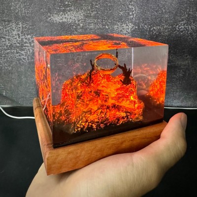 Wood Resin Lamp Art Home Decor