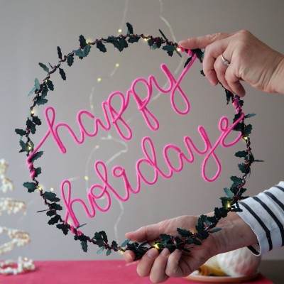 Personalized Family Christmas Wreath Light Holiday Decoration