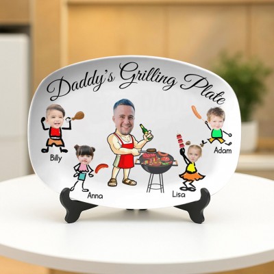 Personalized Father's Day Grilling Platter With Photo and Name Gift For Dad