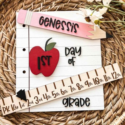 Personalized First/100th/Last Day of School Sign Photo Prop Back to School Gifts For Kids