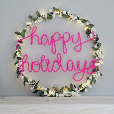 Personalized Family Christmas Wreath Light Holiday Decoration