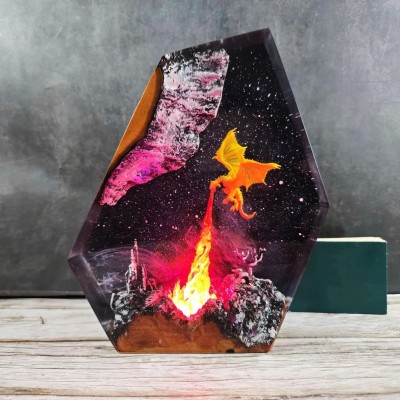 Handmade Fire Dragon Resin Lamp