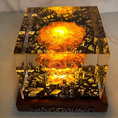 Explosion Resin Wood Lamp Unique Gift For Him Dad Father's Day Gift