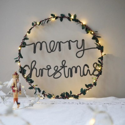 Personalized Family Christmas Wreath Light Holiday Decoration