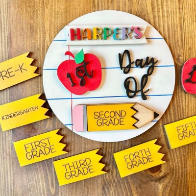 Personalized Interchangeable Back to School Sign First Day of School Photo Prop For Kids Gift