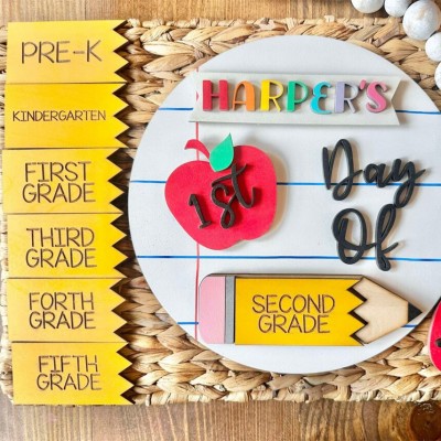 Personalized Interchangeable Back to School Sign First Day of School Photo Prop For Kids Gift