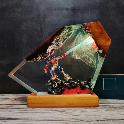 Handmade Unique Resin Wood Lamp