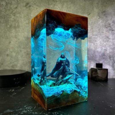 Wood Resin Lamp Art Home Decor For Christmas Birthday Gift