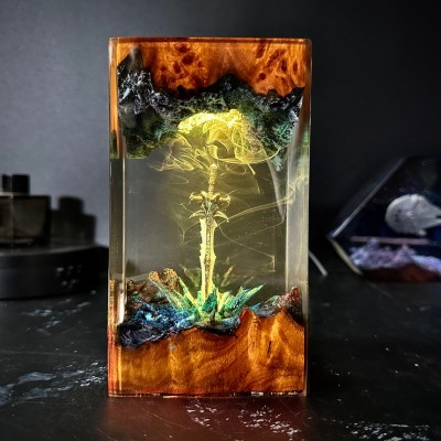 Sword Wood Resin Lamp Art Home Decor