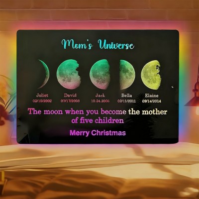 Personalized Mom Moon Phase Led Mirror Light By Date For Mom Grandma Christmas Gift