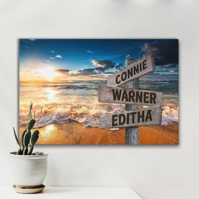 Personalized Last Name Birth Date Vintage Street Sign Multiple Names Premium Canvas Wall Art Best Gift