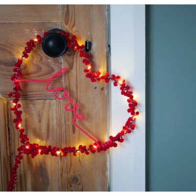 Personalized Pom Pom Heart Light Holiday Decoration