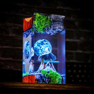 Resin Wood Table Lamp Art Home Decor