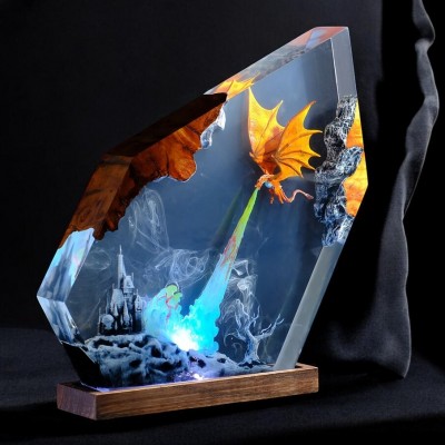 Handmade Fire Dragon Resin Lamp
