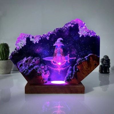 Resin Wood Table Lamp Art Home Decor For Christmas Birthday Gift