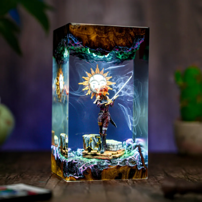 Handmade Resin & Wood Lamp Night lamp Unique Ambient Light Christmas Gift
