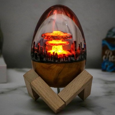 Explosion Resin Wood Lamp Unique Gift For Him Dad Father's Day Gift