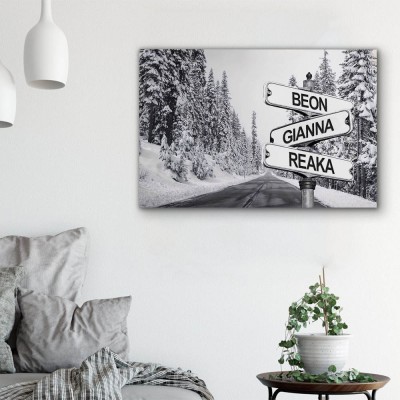 Personalized Last Name Birth Date Vintage Street Sign Multiple Names Premium Canvas Wall Art Best Gift