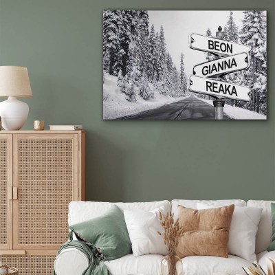 Personalized Last Name Birth Date Vintage Street Sign Multiple Names Premium Canvas Wall Art Best Gift