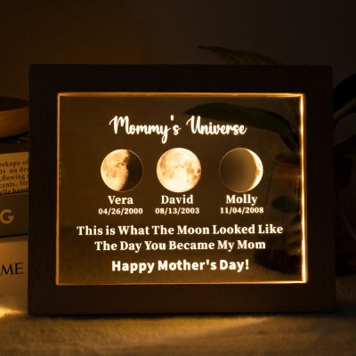 Personalized Mom Moon Phase Night Light By Date Gift For Mother's Day