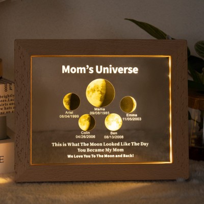 Personalized Mom Moon Phase Night Light by Date Gift For Mother's Day
