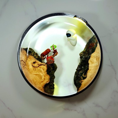 Round Wall Epoxy Resin Lamp Handmade Night Light Christmas Gifts