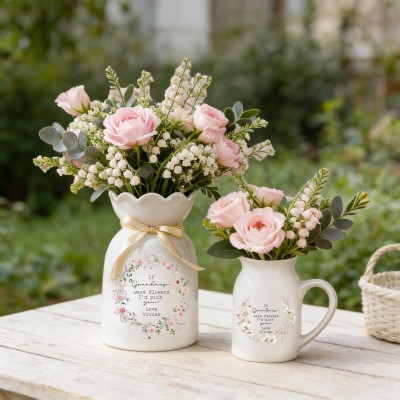 Personalized Wild Flower Vase For Mom Grandma Nana Auntie Mother's Day Gifts