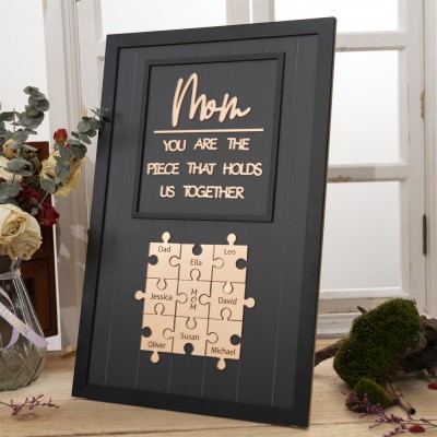 Mom Puzzle Sign Custom Mother's Day Wood Sign Gift Ideas Piece That Holds Us Together