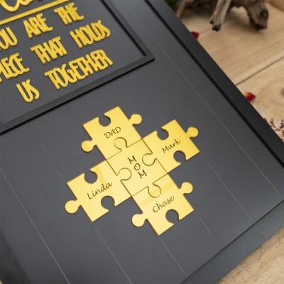 Mom Puzzle Sign Custom Mother's Day Wood Sign Gift Ideas Piece That Holds Us Together